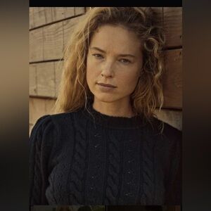 NWT Doen Appoline Sweater Wool Cashmere Cable Black Size S